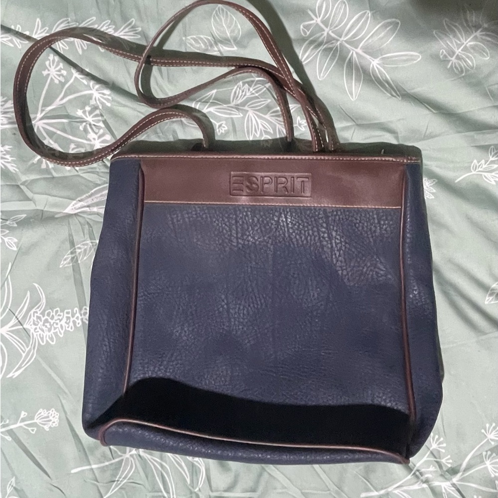 Esprit Dark Blue and Brown Tote